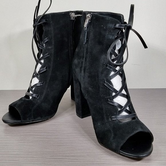 Sam Edelman Yvie Lace Up Bootie, Black Suede, Womens Size 10 - Picture 4 of 10